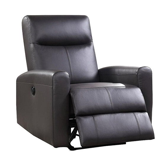 Saltoro Sherpi Brown Leatherette Power Recliner with Tufted Back